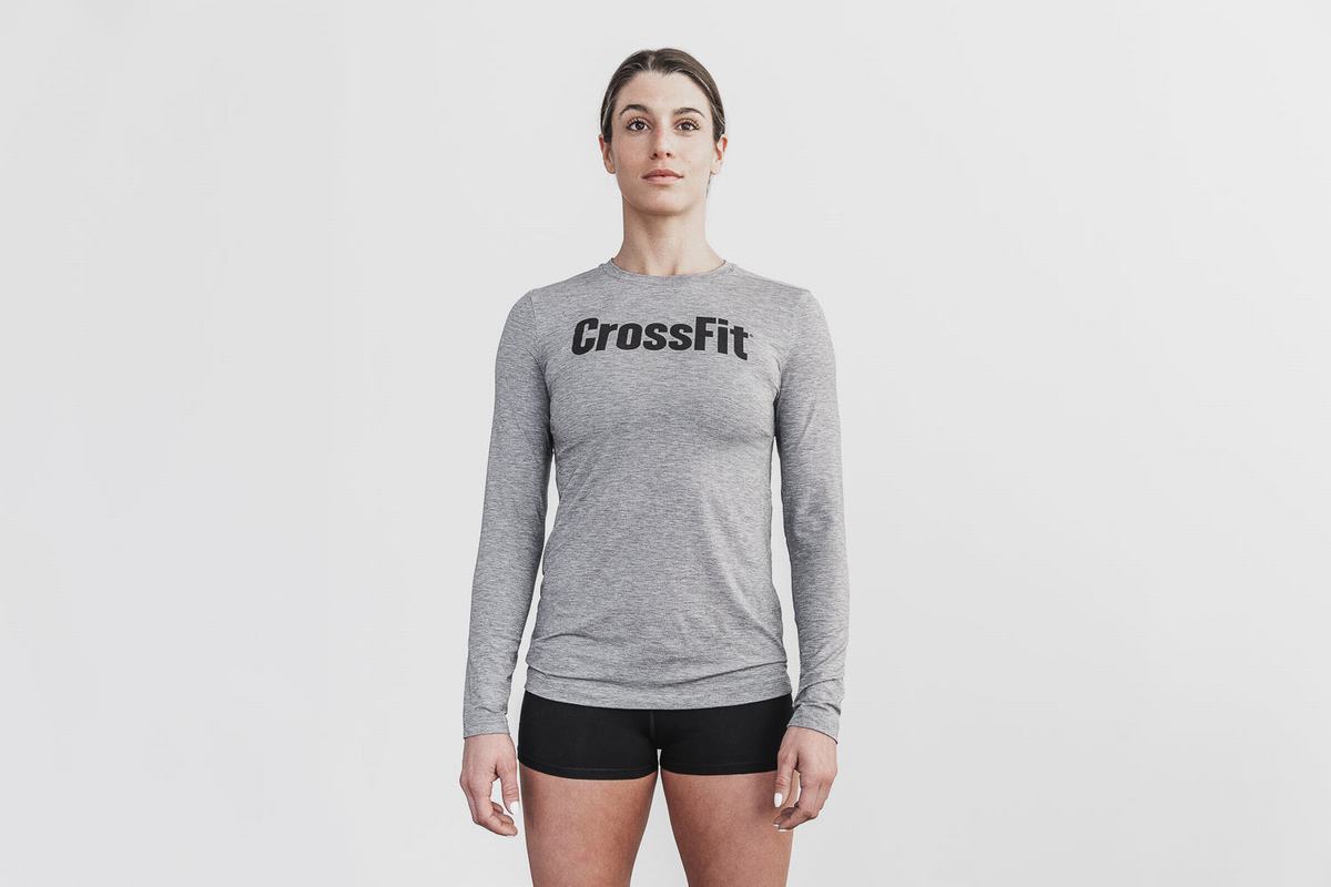 Nobull Crossfit® Women\'s Long Sleeves Grey | Australia (QD5168)